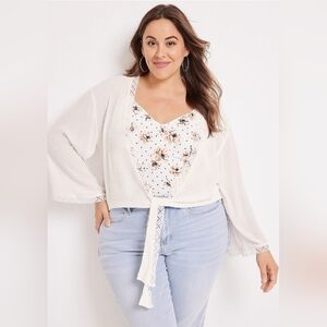 Clip Dot Cropped Kimono NWT